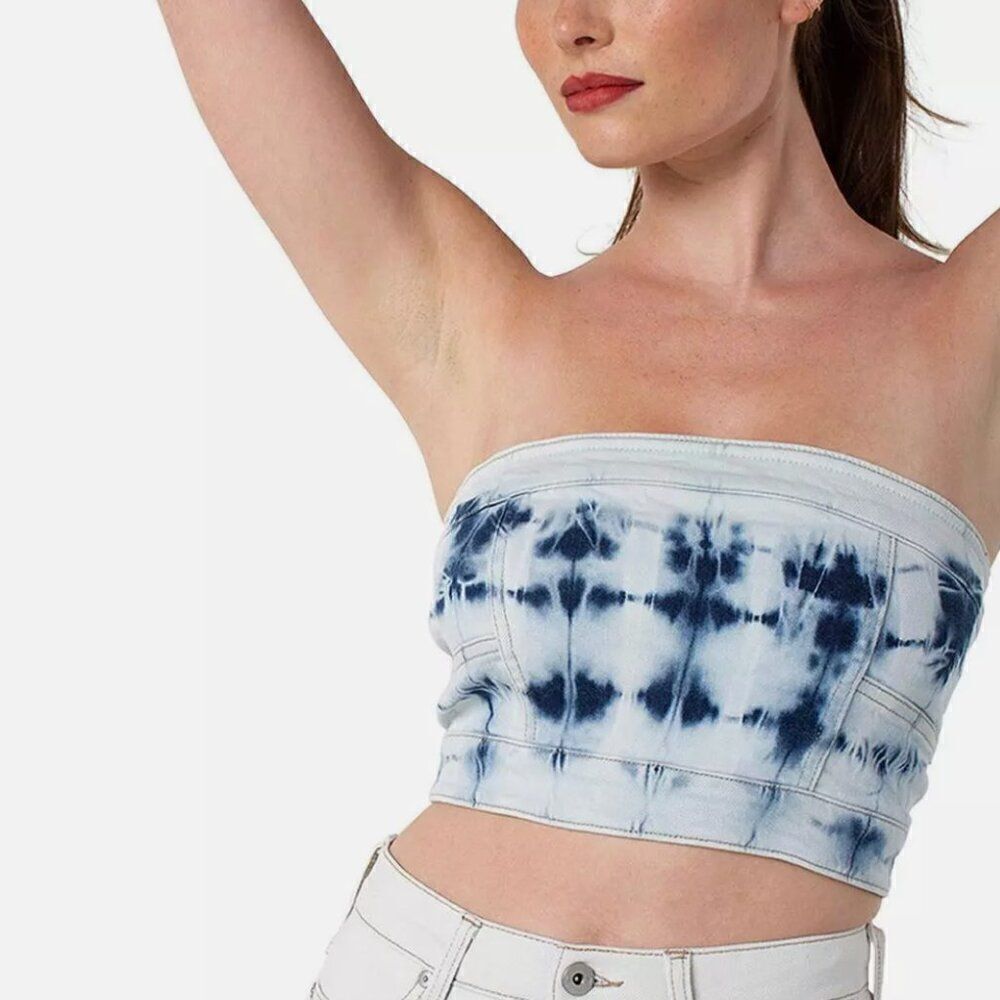 Kendall + Kylie Women's Juniors' Tie-Dye Tube Top (Large, Radioactive)